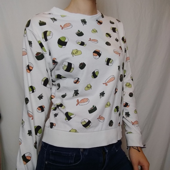 Divided Tops - 💞Sushi Divided Long Sleeve Shirt